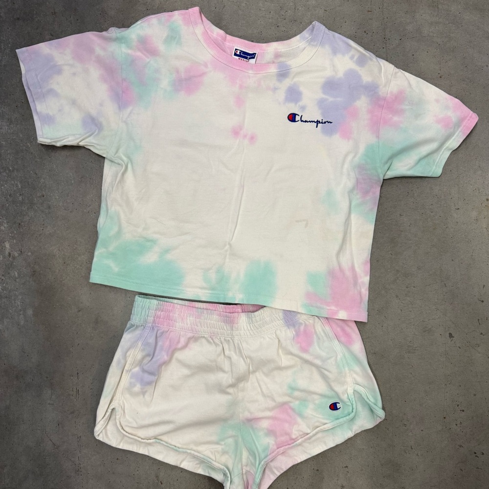 Champion Tie-Dye Lounge Set | Tee & Shorts | Size M